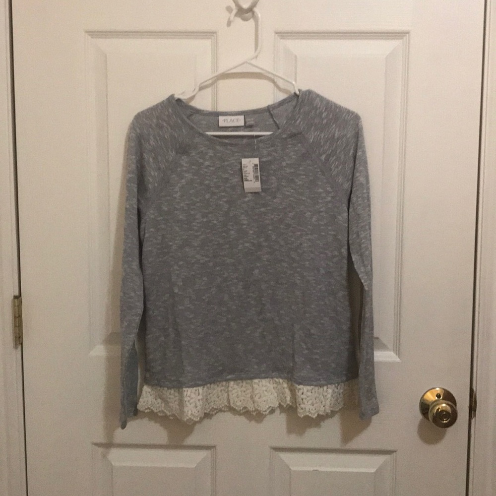 Girls Heather Top Lace Hem
